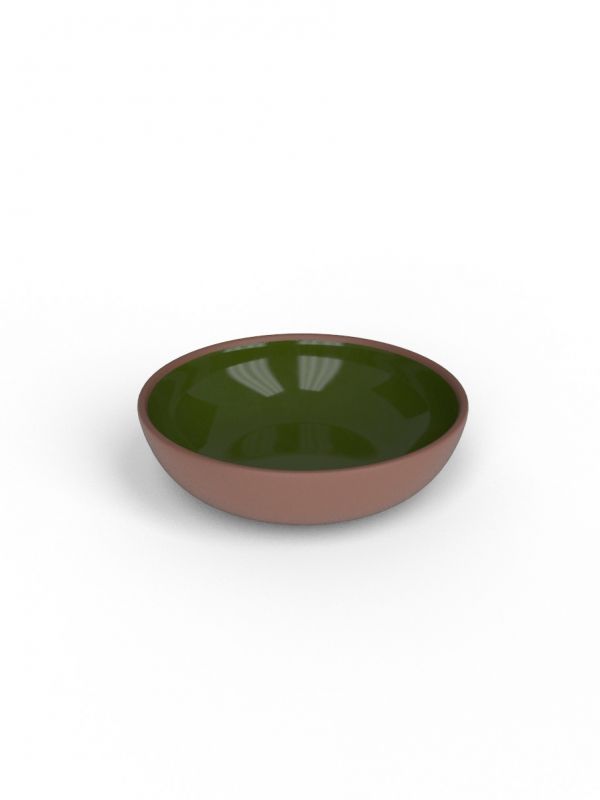 15cm Terracotta Medium shallow bowl - Moss Green Glaze