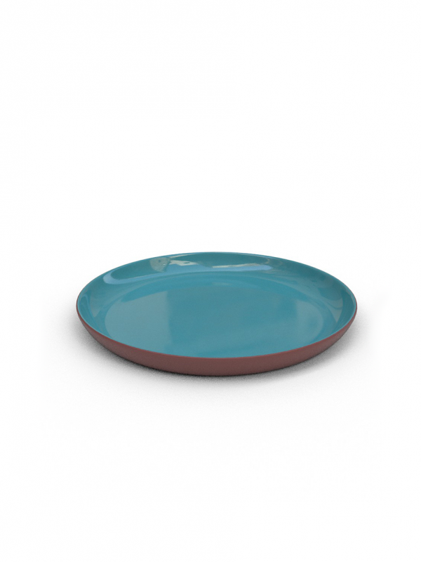 18cm Terracotta Raised Side plate - Sea Blue Glaze