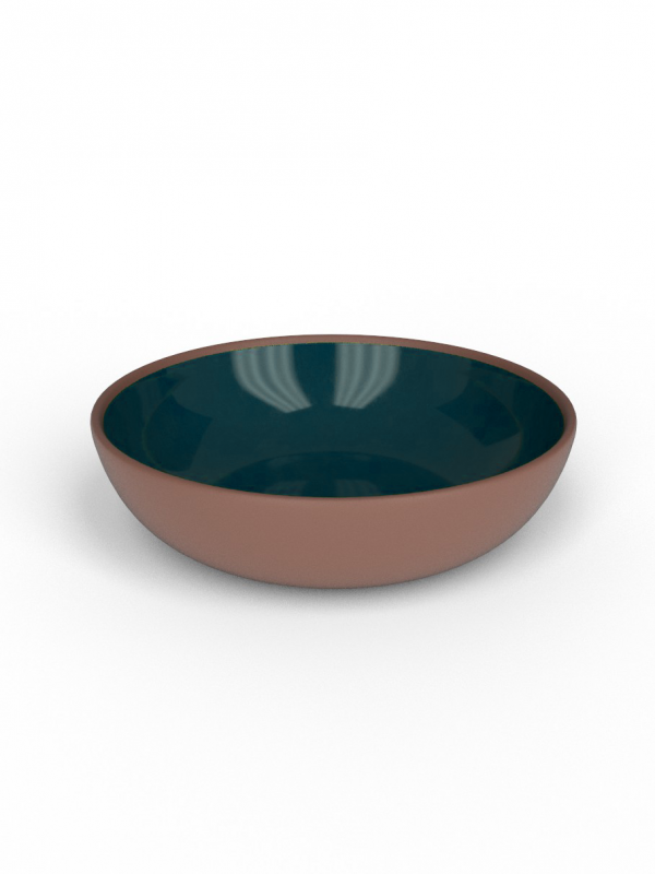 19cm Terracotta Medium deep bowl - Peacock Green Glaze