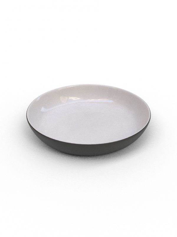 21cm Black Porcelain Medium shallow bowl -White Glaze