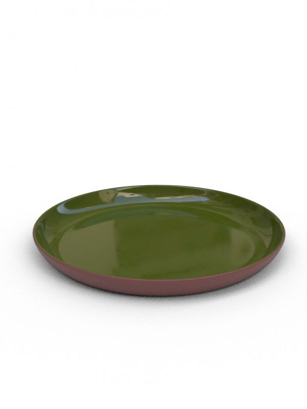 25cm Terracotta Raised Dinner plate - Moss Green Glaze