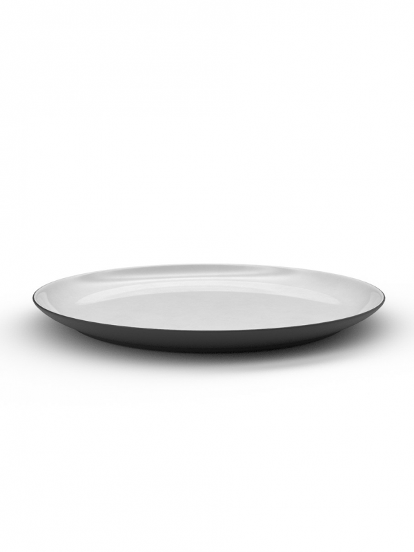 26cm Black Porcelain Coupe Dinner plate - White Glaze