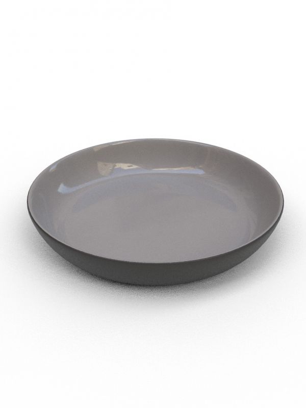 28cm Black Porcelain Large shallow bowl - Grey Glaze