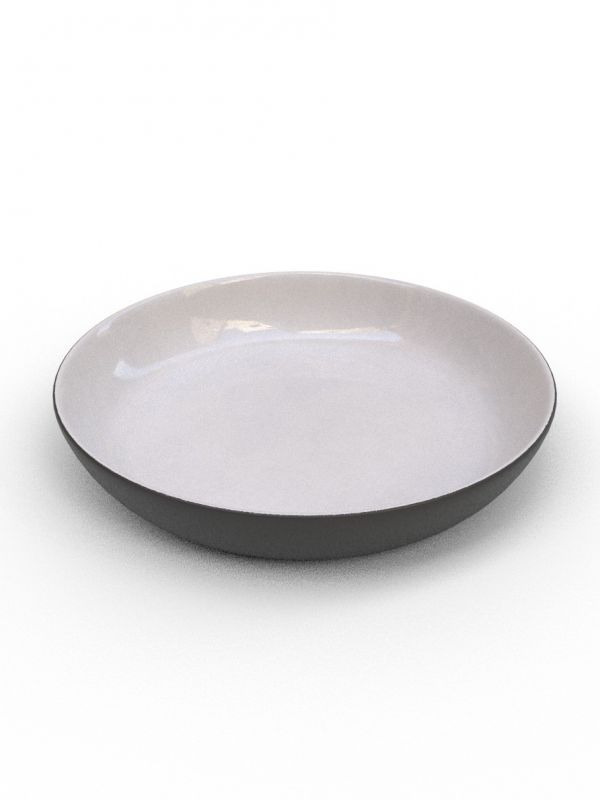 28cm Black Porcelain Large shallow bowl- White Glaze