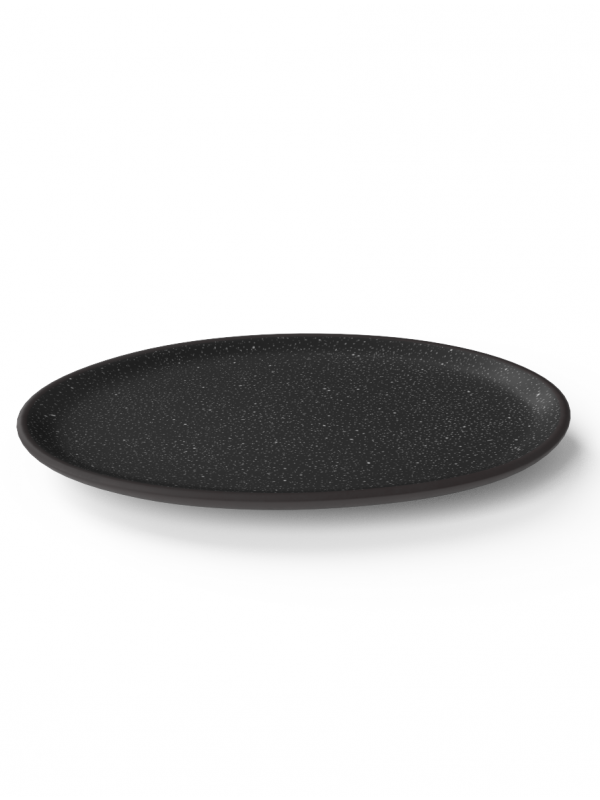 Classic Galaxy 40cm large oval platter in matte black glaze with white speckles