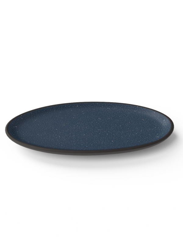 Classic Galaxy 40cm large oval platter in matte blue glaze with white speckles