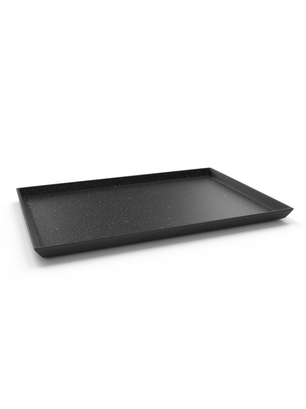 Classic Galaxy rectangular platter in matte black glaze with white speckles