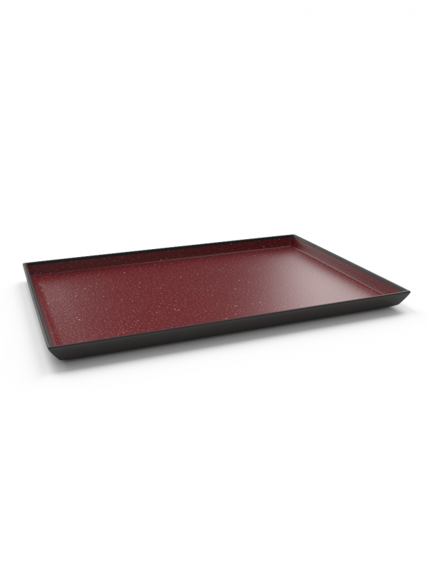 Classic Galaxy rectangular platter in matte red glaze with white speckles