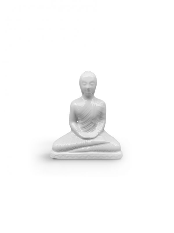 Buddha Statue  Small - Pure White Glaze
