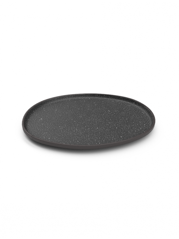 Galaxy medium plate in matte black glaze with white speckles
