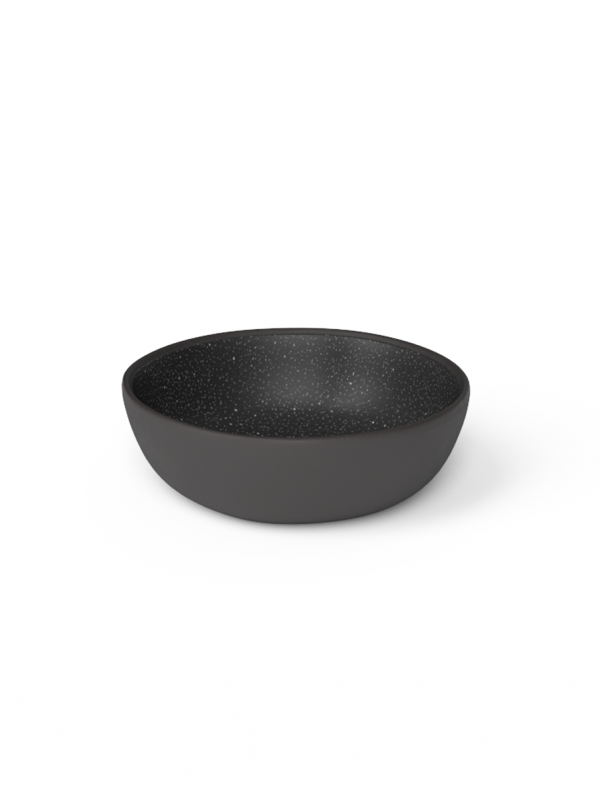 Galaxy grain bowl in matte black glaze with white speckles