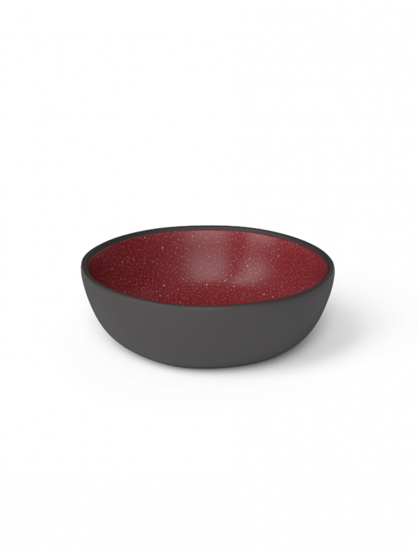 Galaxy grain bowl in matte red glaze with white speckles