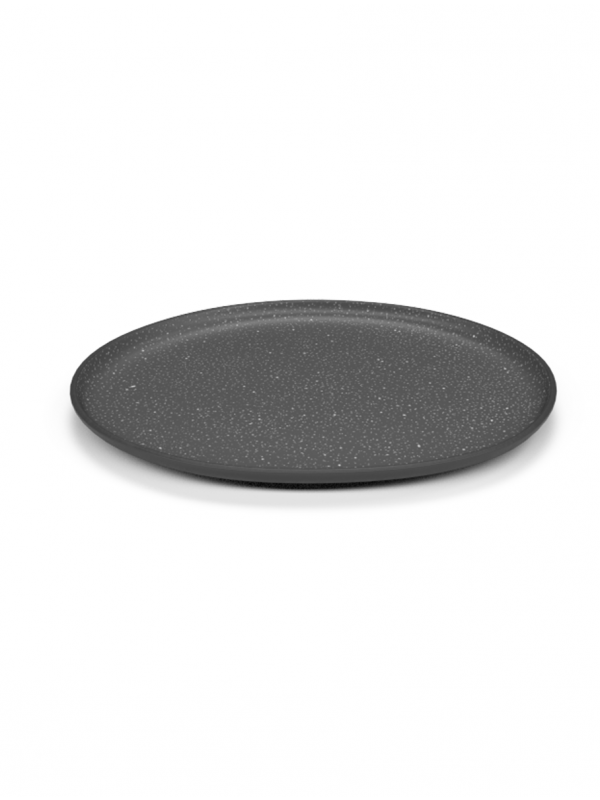 Galaxy large plate in matte black glaze with white speckles