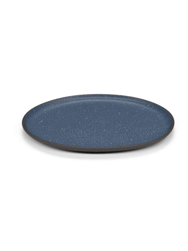 Galaxy large plate in matte blue glaze with white speckles