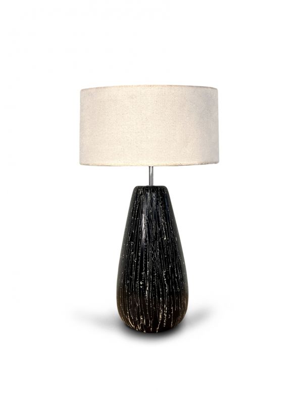  Jet Black Handmade Lamp base with fabric Shade