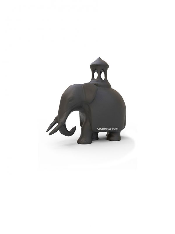 Perahera Tusker Elephant ornament - Matte Black In Gift box