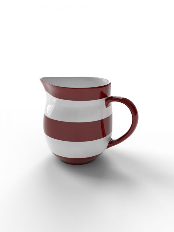 Red and White striped hand painted  creamer / milk pot