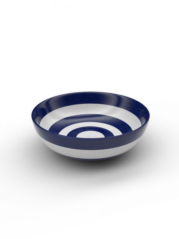 Blue and White striped Dessert Bowl - Large