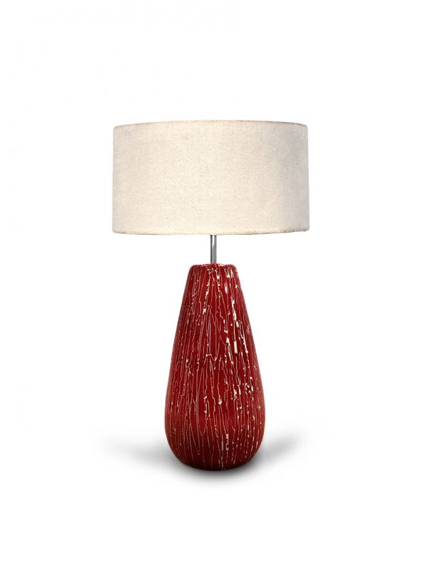 Ruby Red Handmade Lamp base with fabric Shade