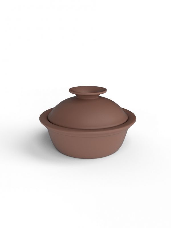 18cm Terracotta Serveware  bowl with lid - Inside Moss Green