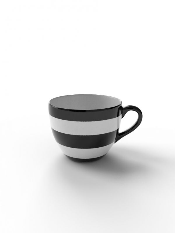 Black and White striped hand painted Tea cup