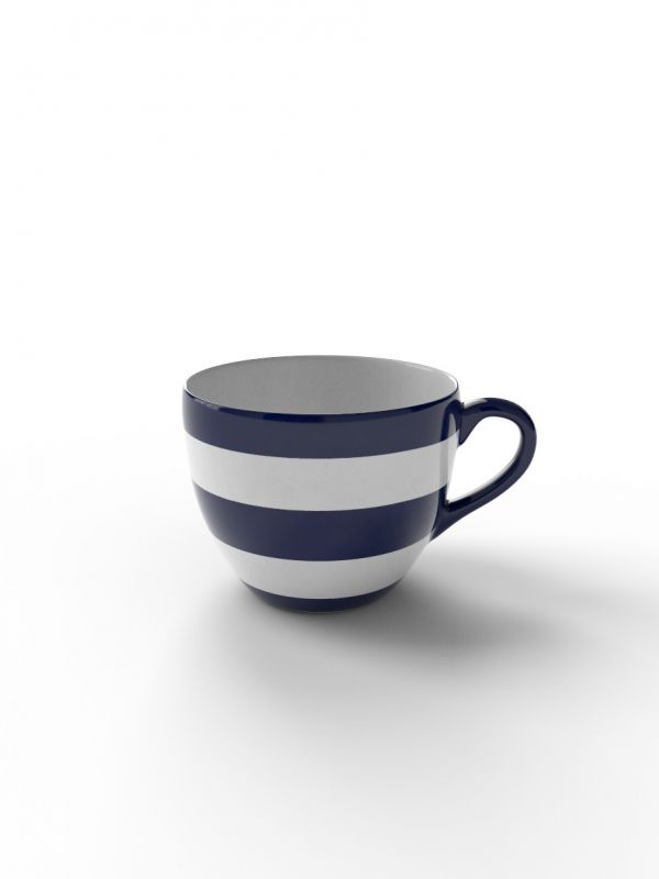Blue and White striped hand painted Tea cup