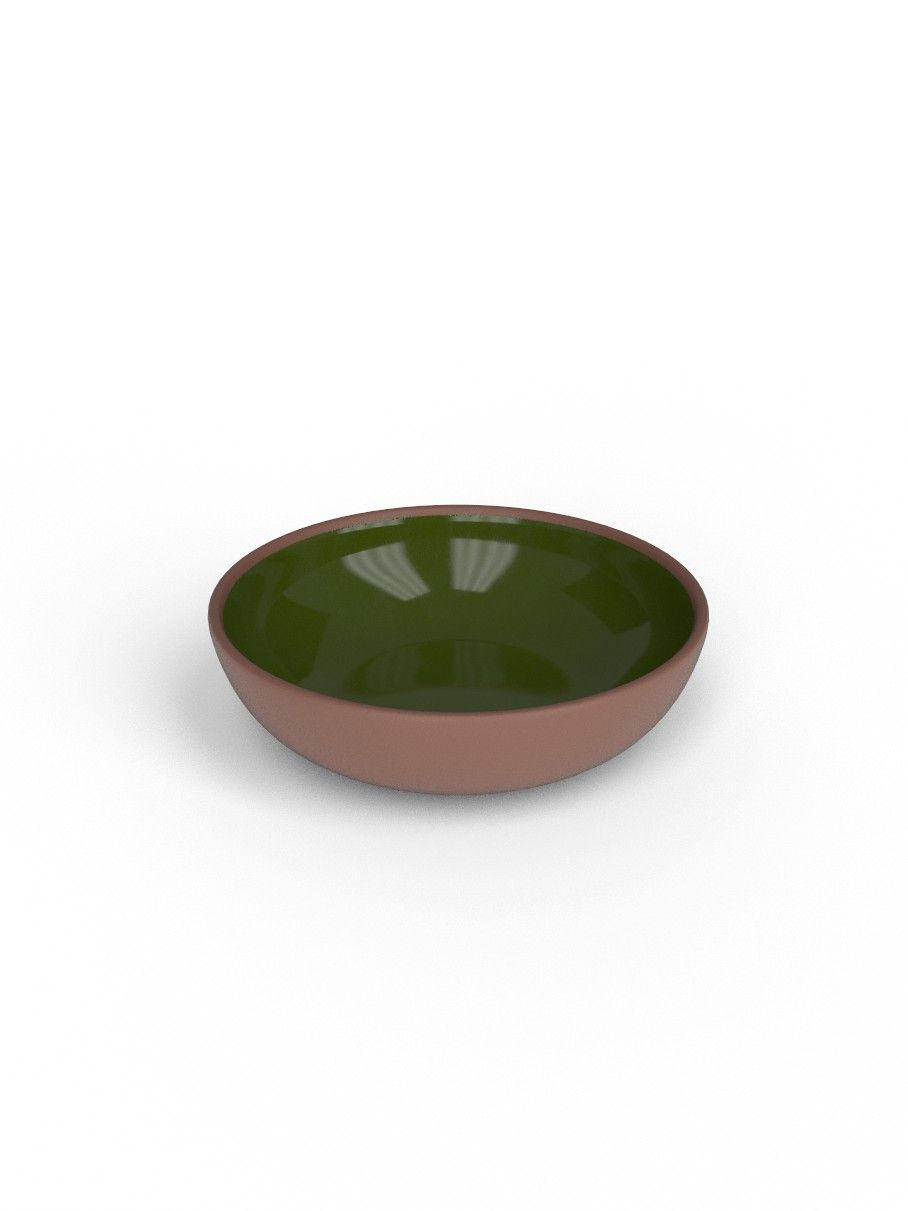 15cm Terracotta Medium shallow bowl - Moss Green Glaze