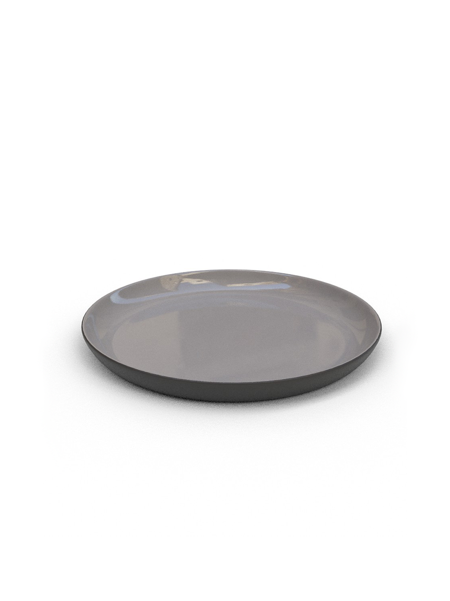18cm Black Porcelain Raised Side plate - Grey Glaze
