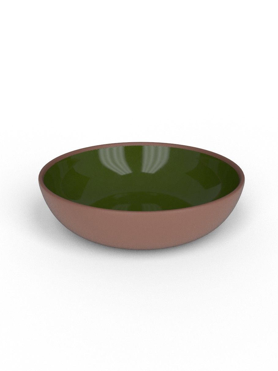 19cm Terracotta Medium deep bowl - Moss Green Glaze