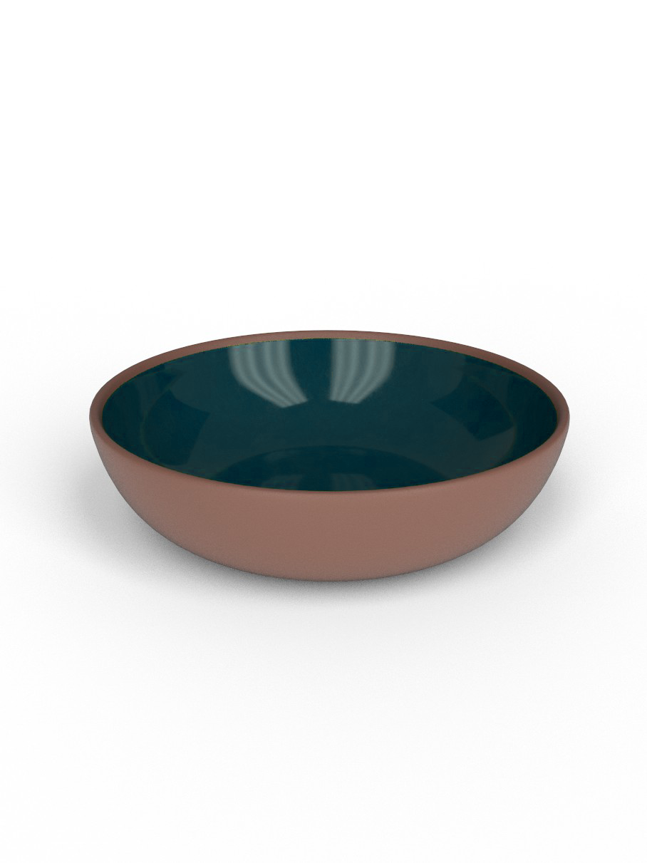 19cm Terracotta Medium deep bowl - Peacock Green Glaze