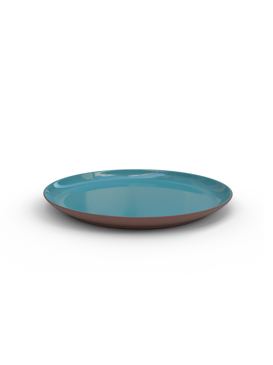 20cm Terracotta Coupe Side plate - Sea Blue Glaze