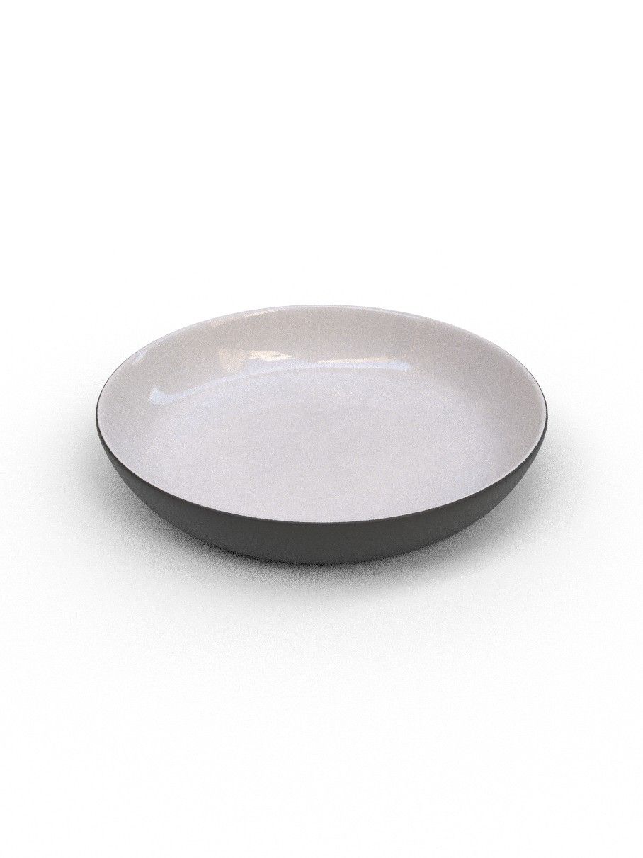 21cm Black Porcelain Medium shallow bowl -White Glaze