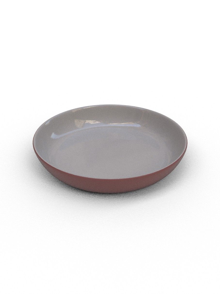 21cm Terracotta Medium shallow bowl  - Grey Glaze