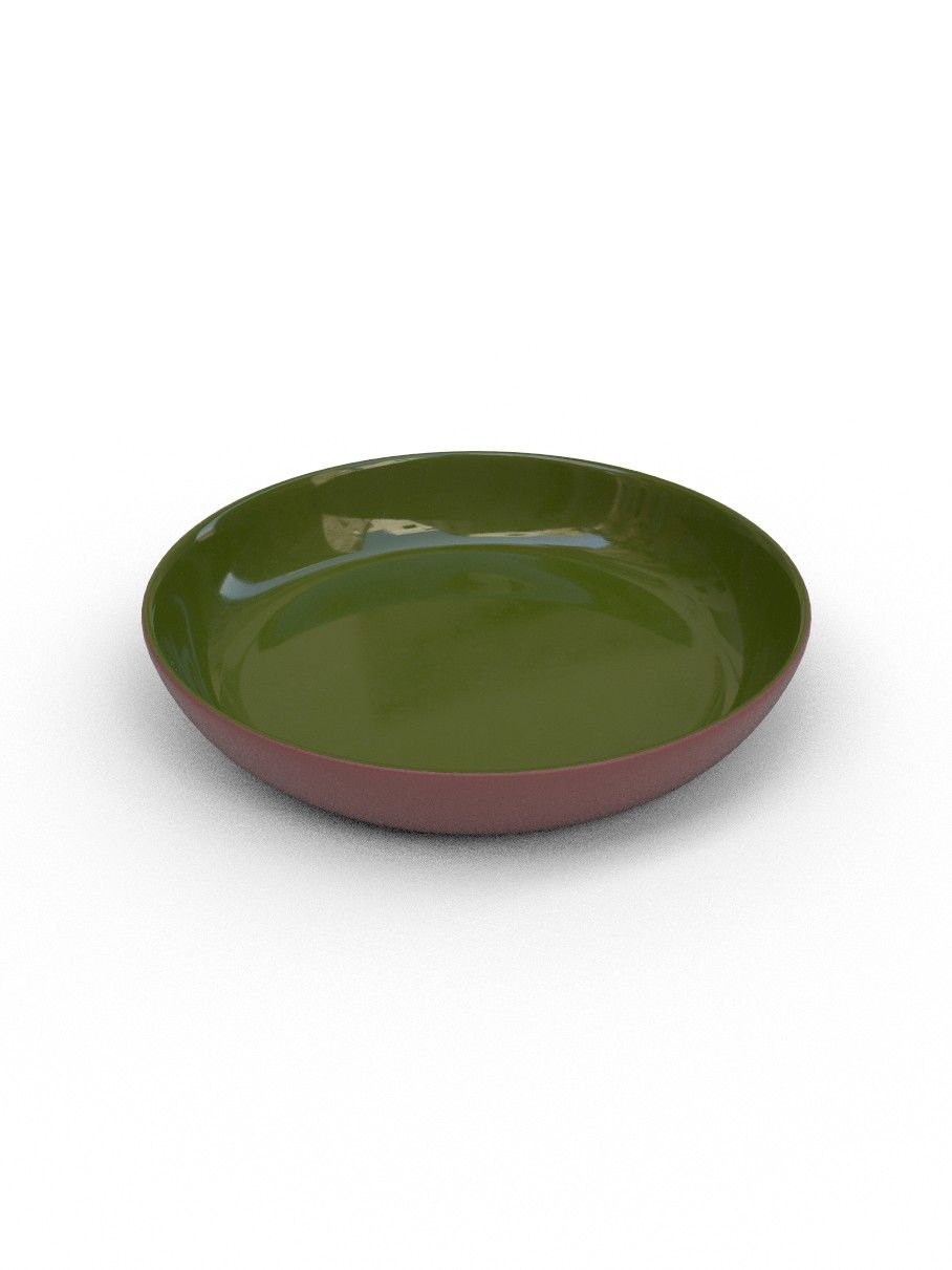 21cm Terracotta Medium shallow bowl - Moss Green Glaze
