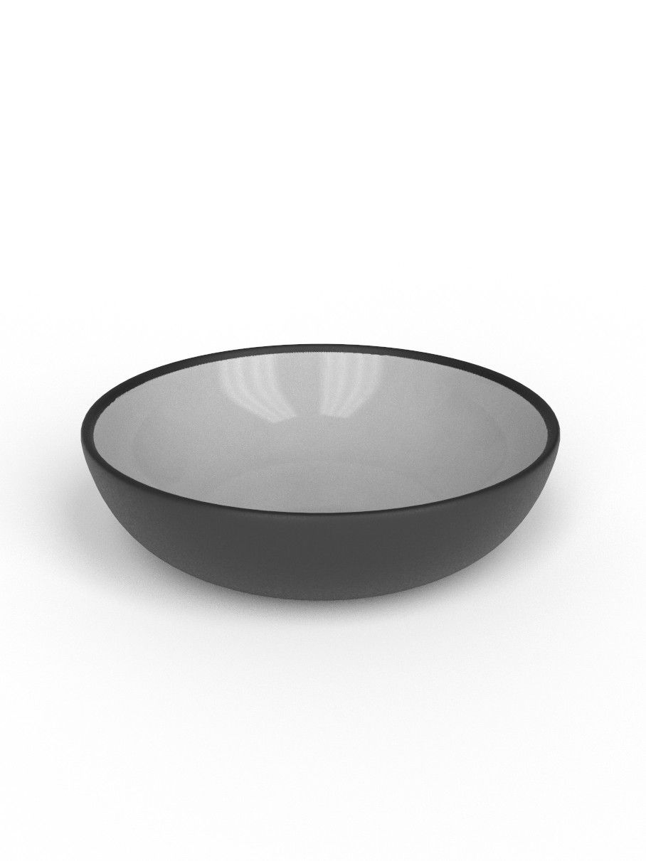 24cm Black Porcelain Large deep bowl- White Glaze