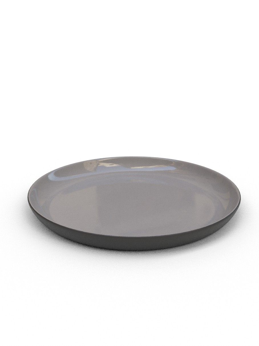25cm Black Porcelain Raised Dinner plate - Grey Glaze