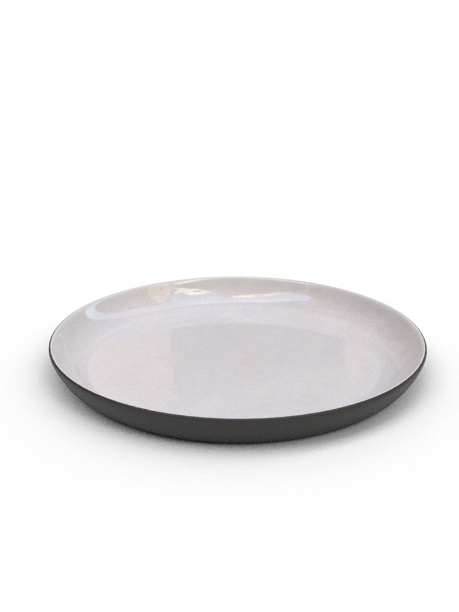 25cm Black Porcelain Raised Dinner plate- White Glaze