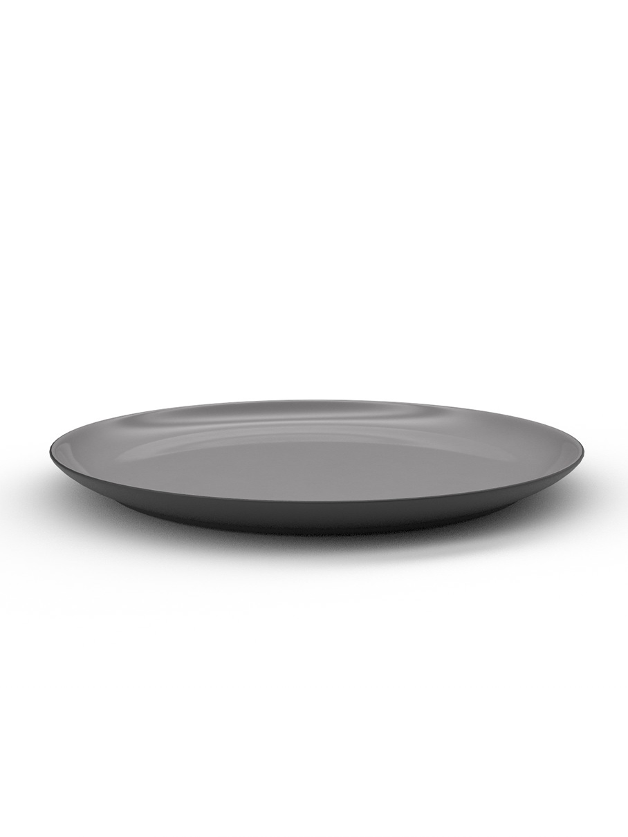 26cm Black Porcelain Coupe Dinner plate - Grey Glaze