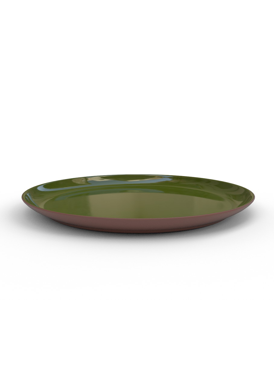 26cm Terracotta Coupe Dinner plate - Moss Green Glaze