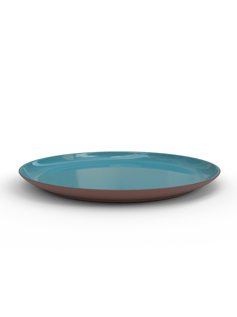 26cm Terracotta Coupe Dinner plate - Sea Blue Glaze