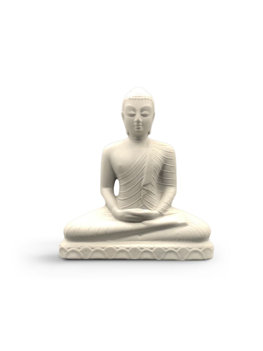 Buddha Statue  Medium - Porcelain White Unglazed