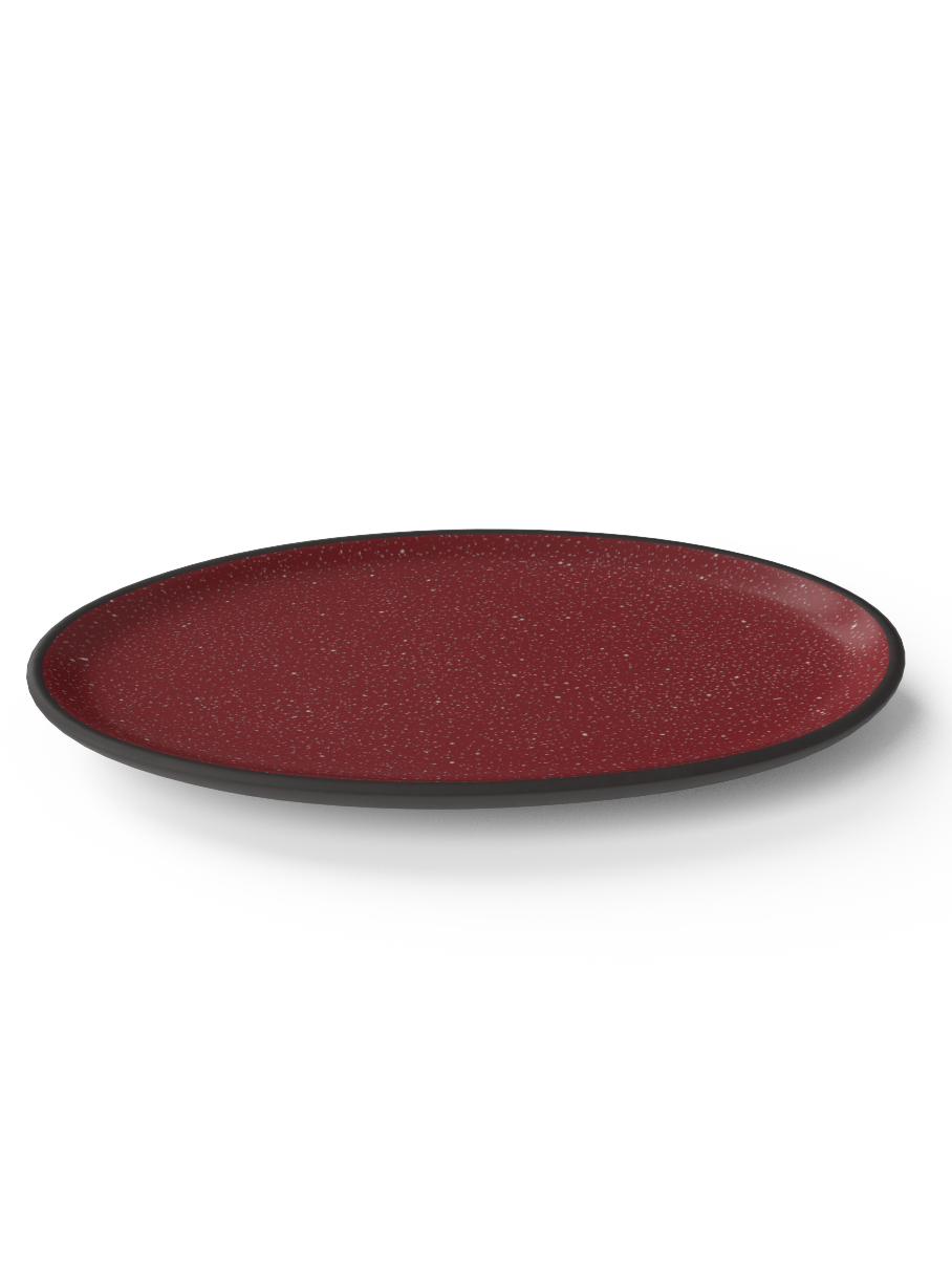 Classic Galaxy 40cm large oval platter in matte red glaze with white speckles