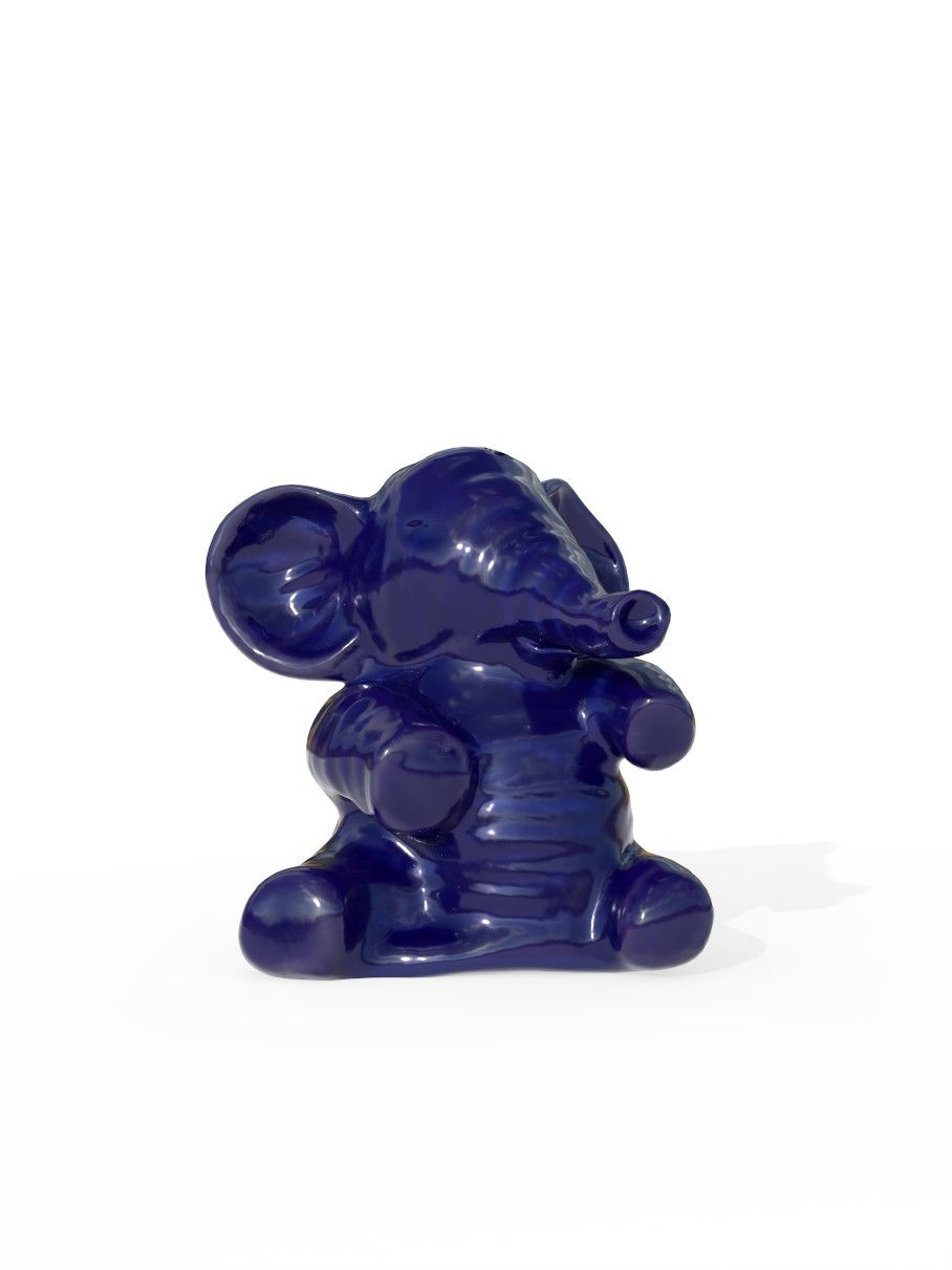 Hugging elephant salt & pepper set (blue and white glaze)