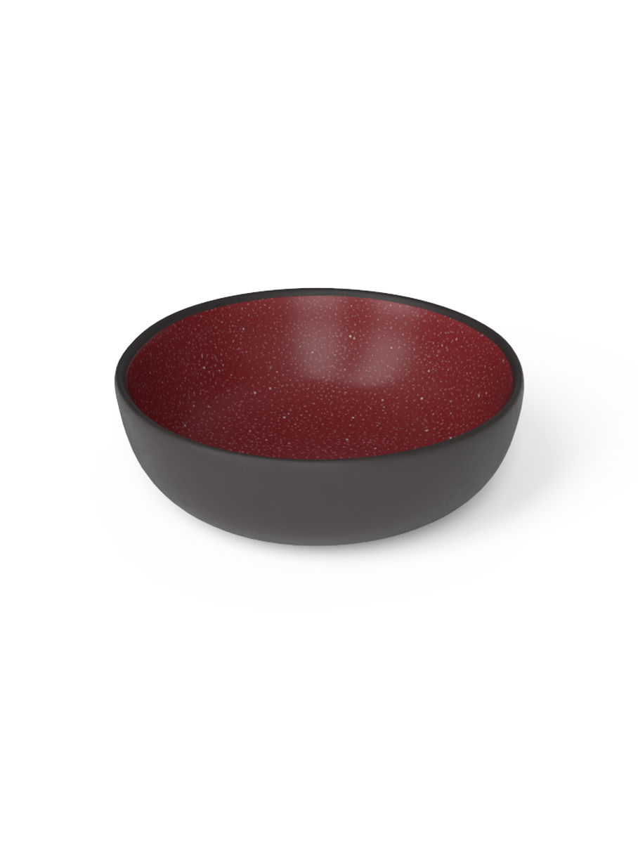 Classic Galaxy 11cm small bowl in matte red glaze with white speckles