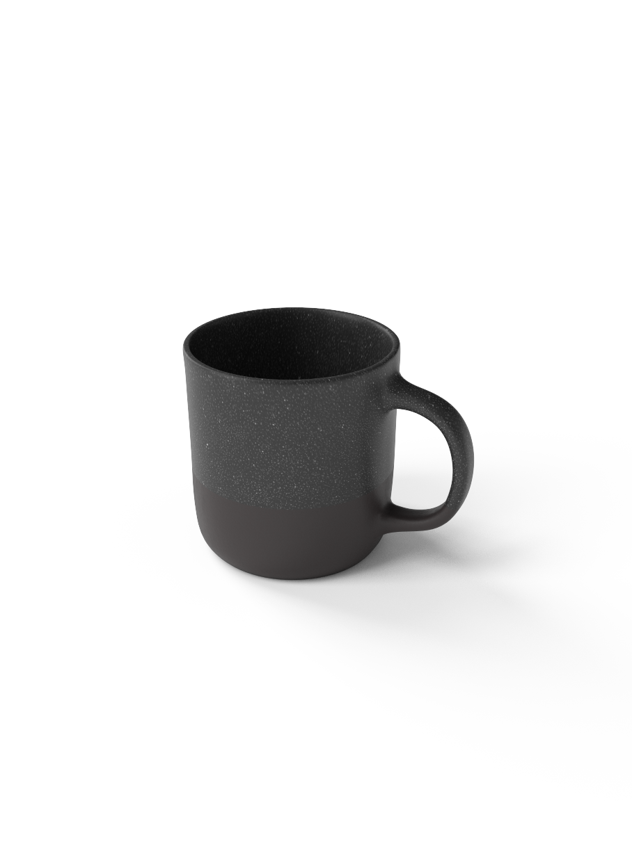 Classic Galaxy mug in matte black glaze with white speckles