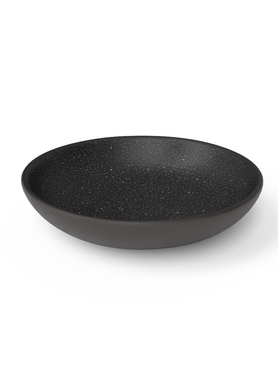 Classic Galaxy 22cm large bowl in matte black glaze with white speckles