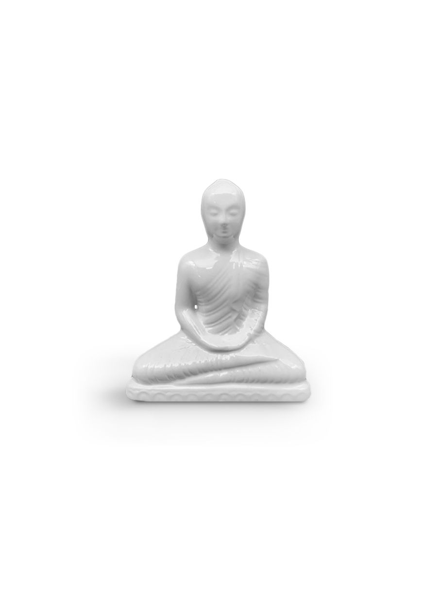 Buddha Statue  Small - Pure White Glaze
