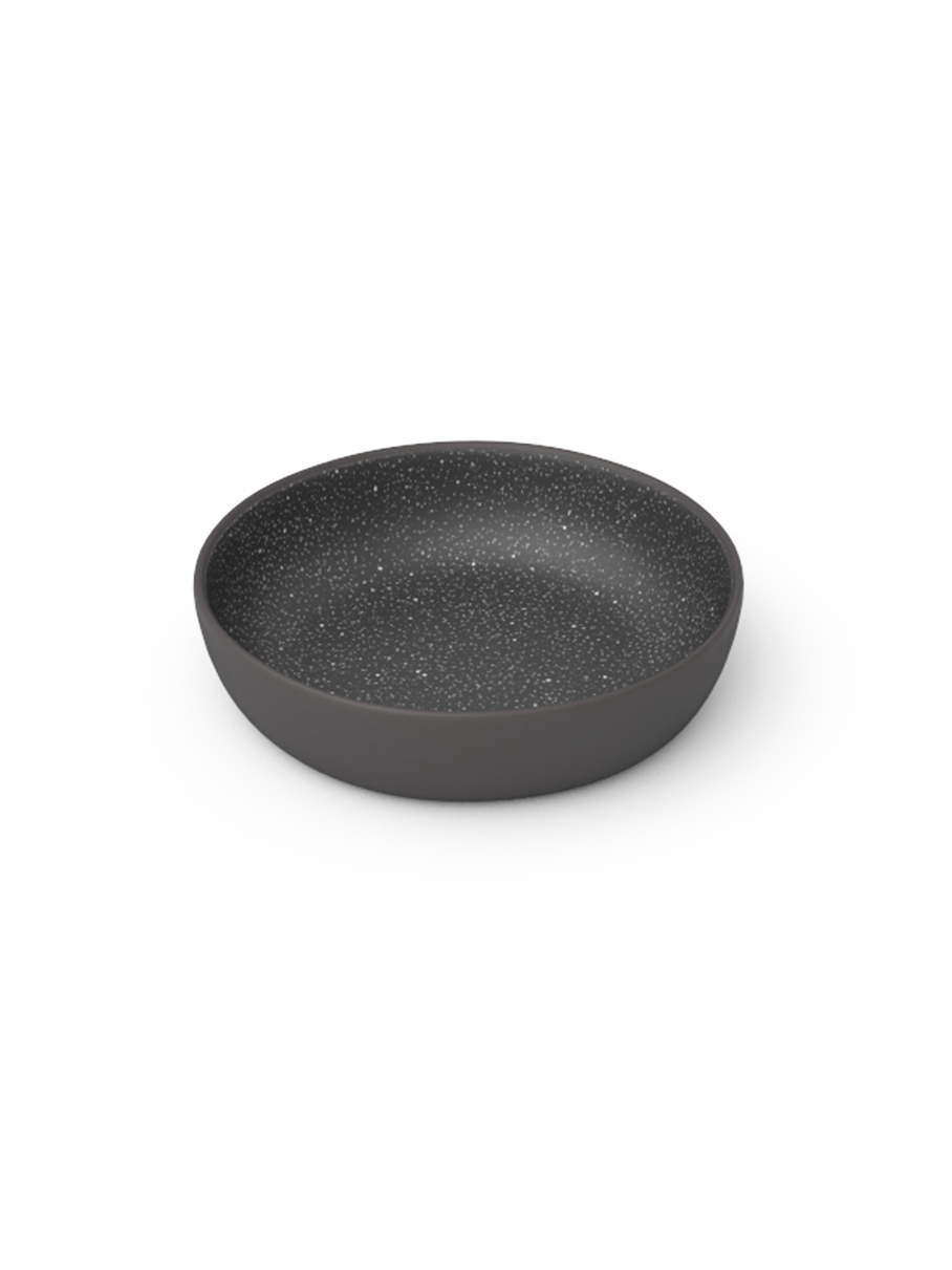 Galaxy nut bowl in matte black glaze with white speckles