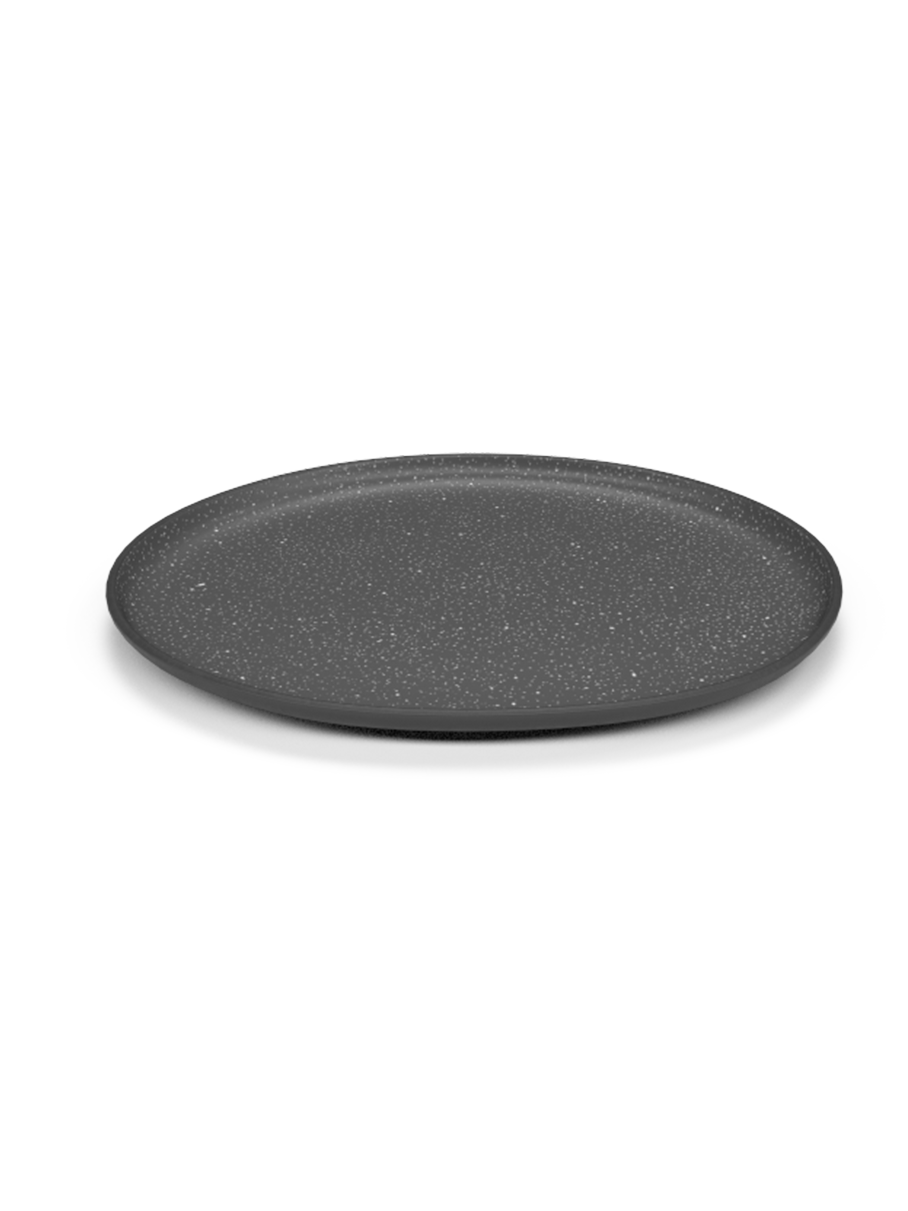 Classic Galaxy 25cm large plate in matte black glaze with white speckles