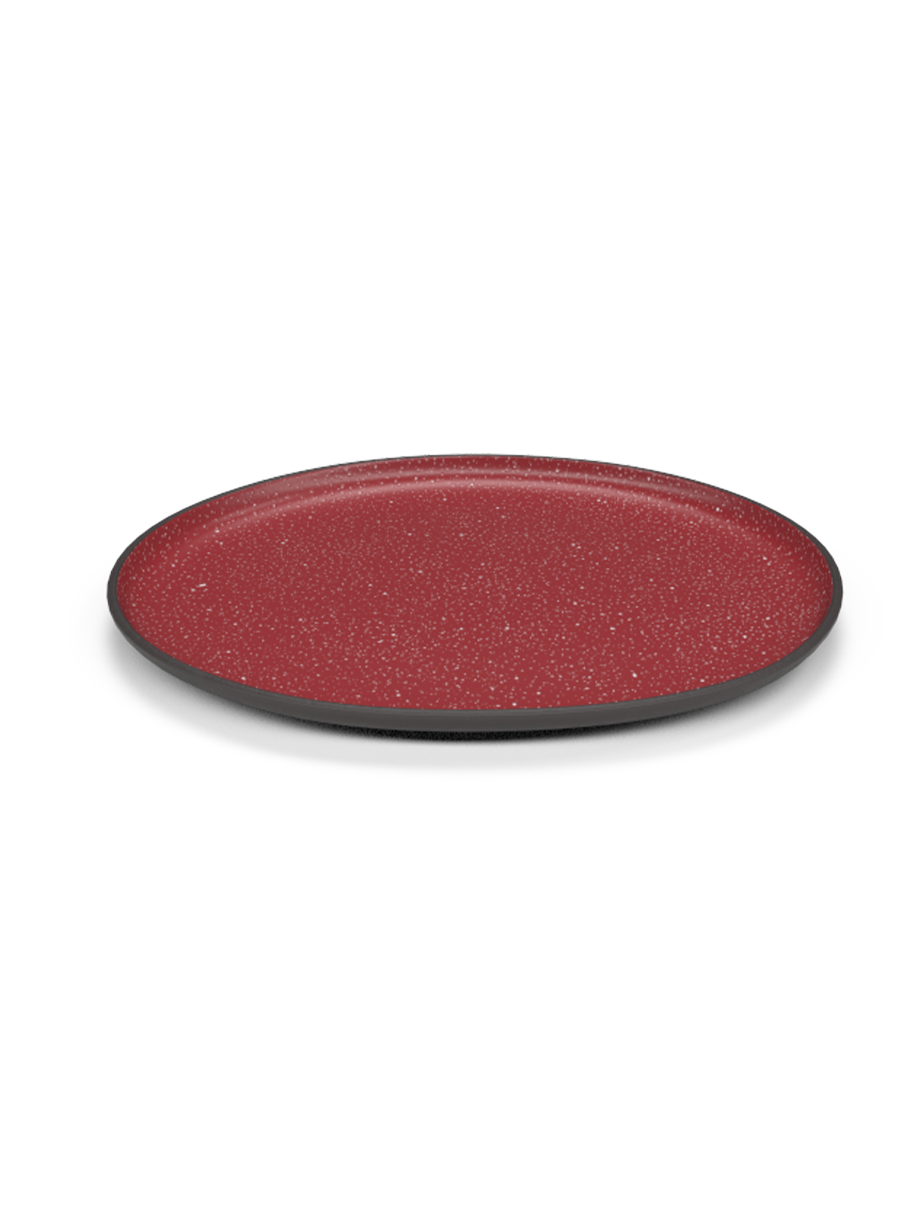  Galaxy large plate in matte red glaze with white speckles